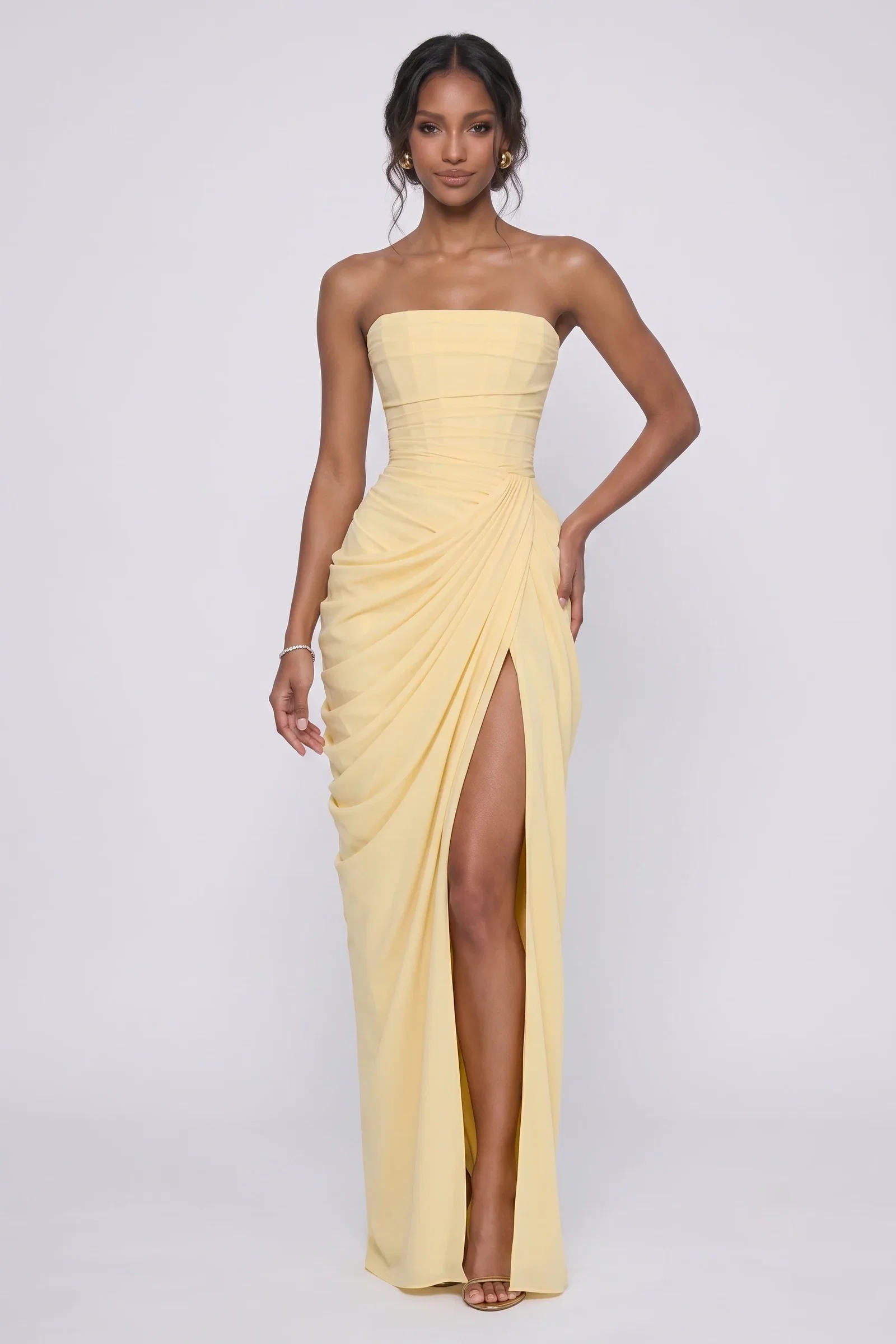 Image of Sheath-Column Maxi Stretch Chiffon Wedding Guest Dress CG0339