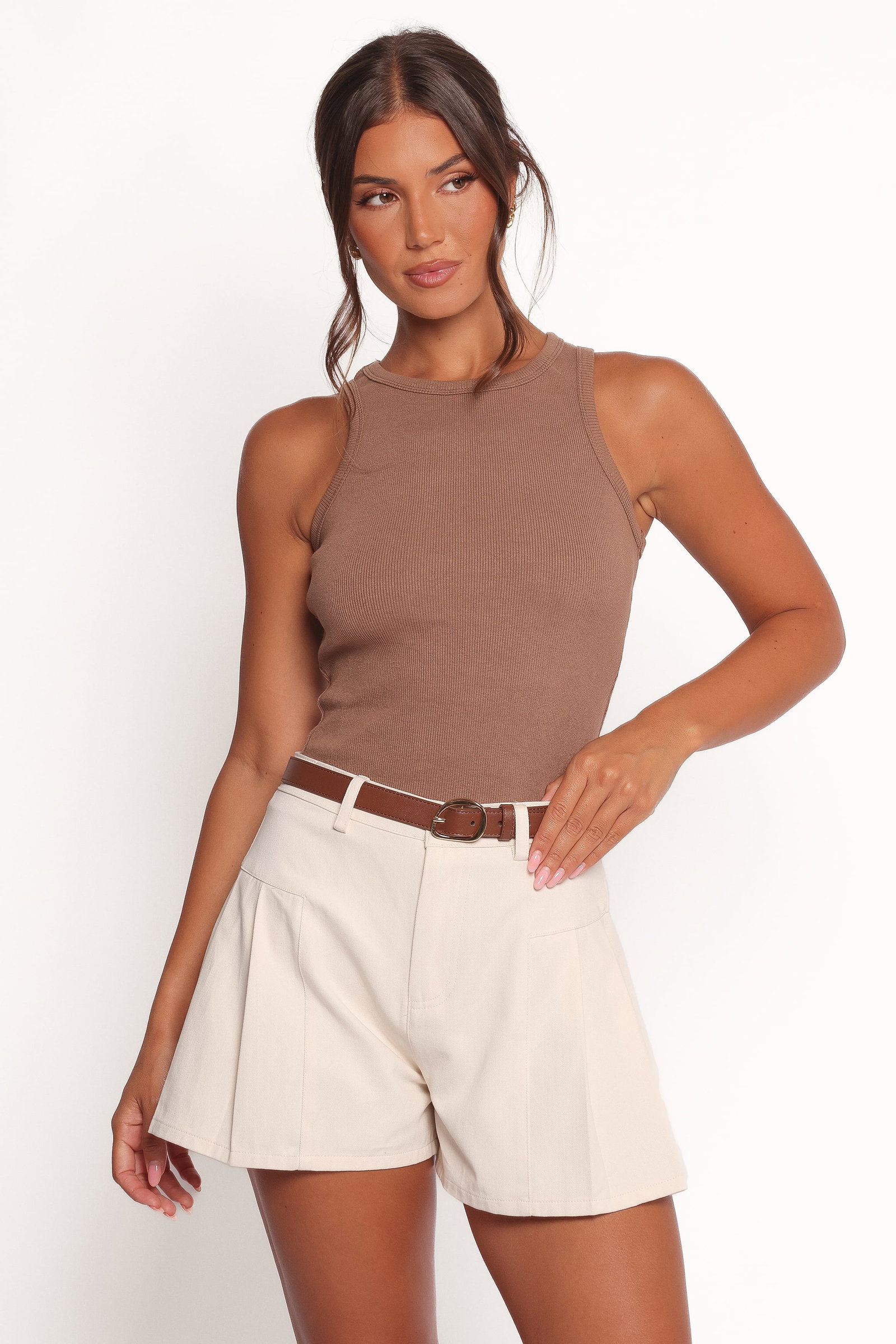 Image of Ari Ribbed Tank - Mocha