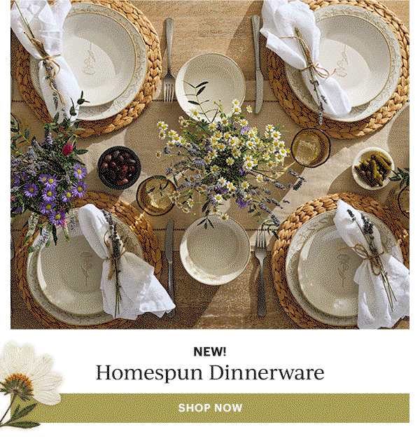 NEW!  Homespun Dinnerware  SHOP NOW