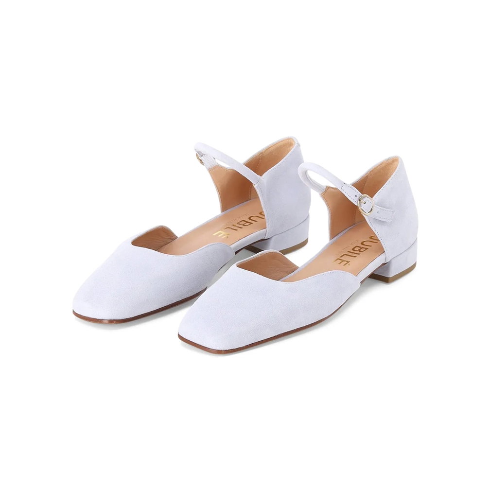 Jubile' Mary Jane Pumps aus Veloursleder blau Schnürschuhe