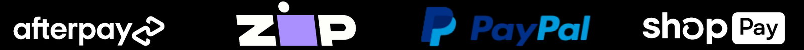 Afterpay, Zip Pay, Paypal & Shop pay available here