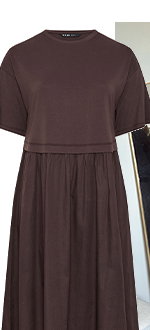 Chocolate Brown 2-In-1 Poplin Midi Dress