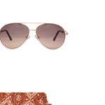 Gold Tone Rectangle Arm Aviator Sunglasses