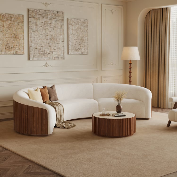 Aura 145" Chenille Upholstered Curved Sofa with Light