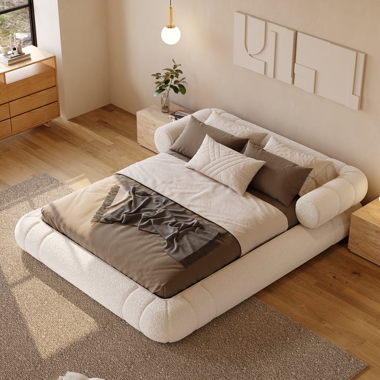 King Size Boucle Upholstered Cloud Floor Bed Frame