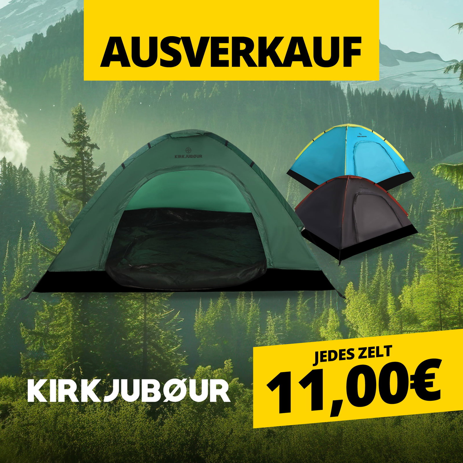 KIRKJUBØUR® "Vindr" 1 Person-Camping-Zelt