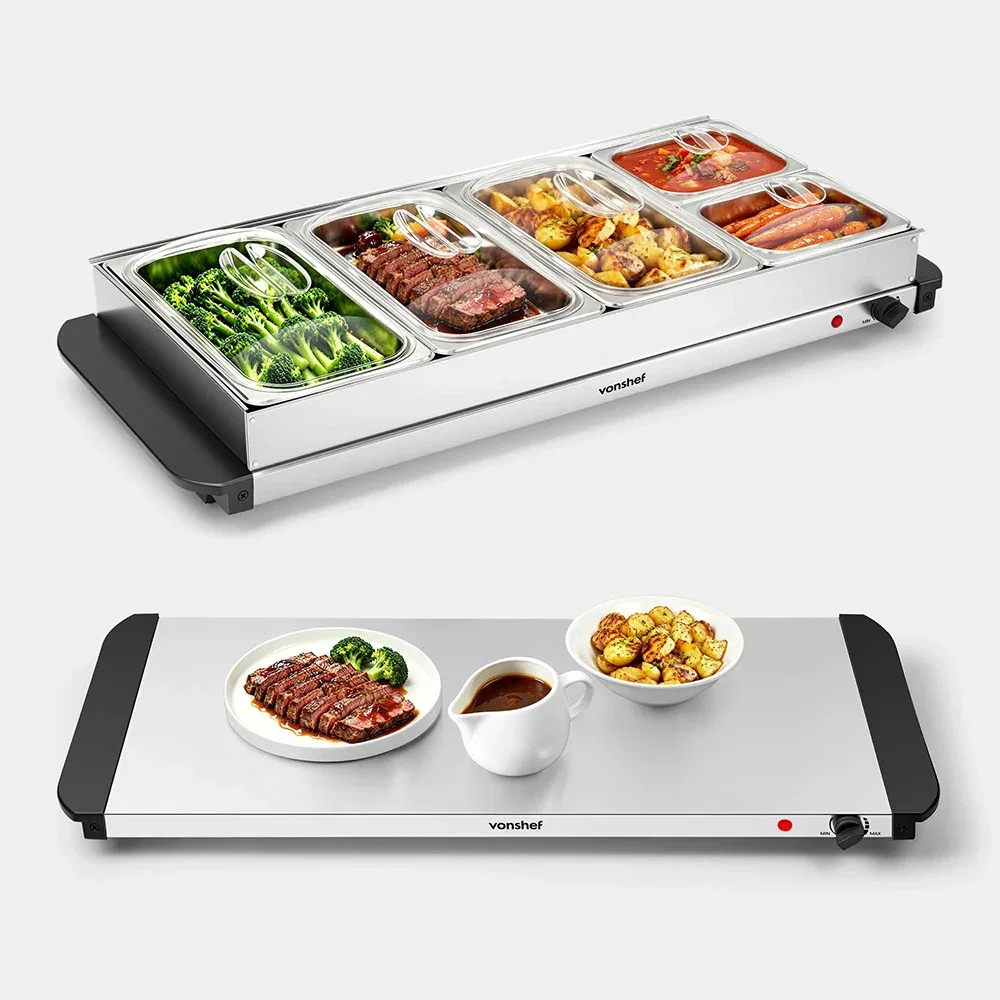 Image of Food Warmer and Hot Plate with 5 Trays