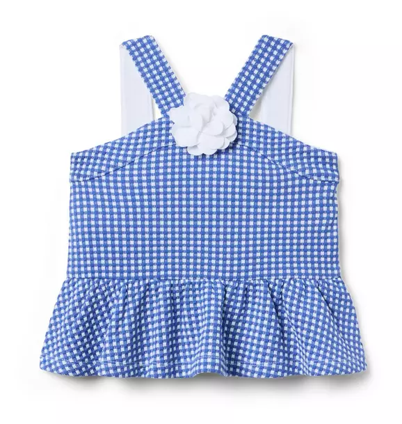Image of Gingham Rosette Peplum Top 