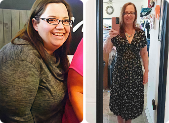 Amy, before and after her Lumen transformation