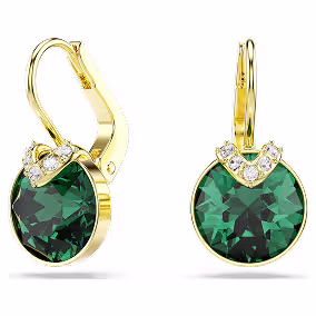 Bella V-oorhangers, Round-slijpvorm, Groen, 18k gouden afwerking