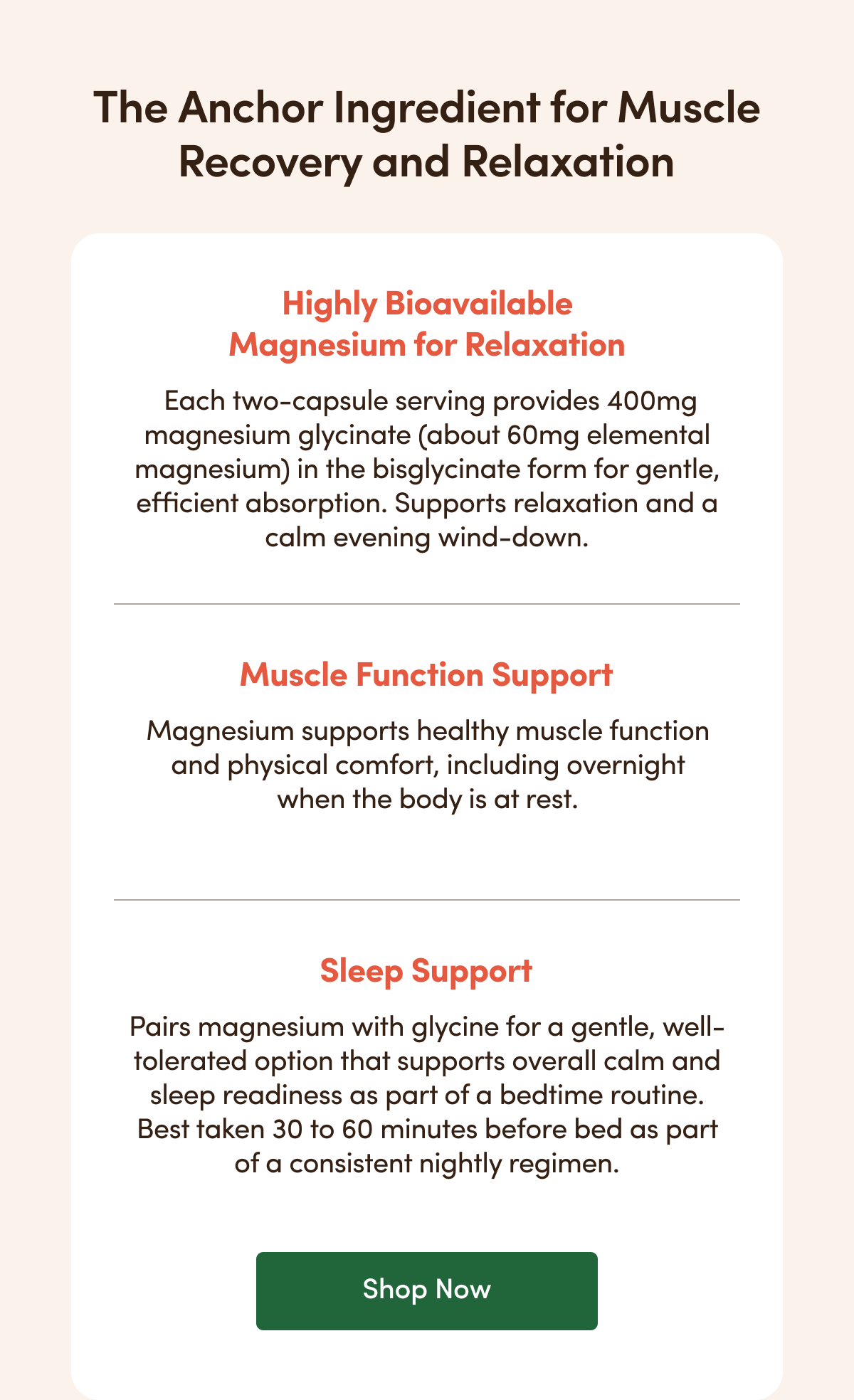 The Anchor Ingredient for Muscle Recovery and Relaxation