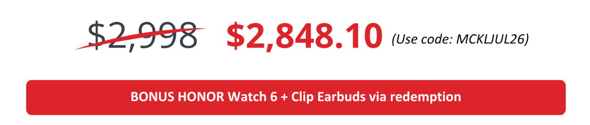 BONUS HONOR Watch 6 + Clip Earbuds via redemption