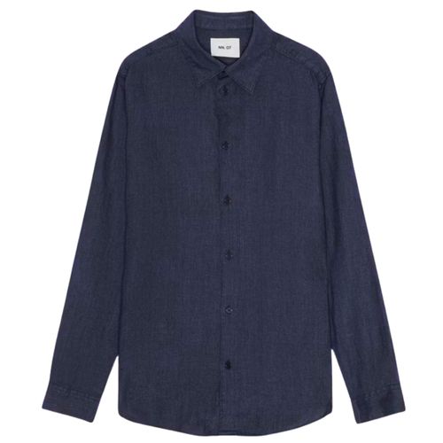 NN07 Enzo Classic Collar Linen Shirt - Navy Blue
