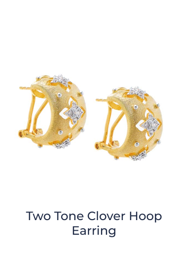 Two Tone Clover Hoop Earring