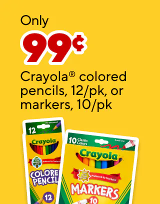 The most wonderful time of the year
As low as $0.25 for school supplies
Only $0.50 Staples 1-subject composition book, 100 pages
Only $0.99 Crayola colored pencils, 12/pk, or markers, 10/pk
Free Post-it Notes pop-up dispenser with any purchase