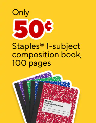 The most wonderful time of the year
As low as $0.25 for school supplies
Only $0.50 Staples 1-subject composition book, 100 pages
Only $0.99 Crayola colored pencils, 12/pk, or markers, 10/pk
Free Post-it Notes pop-up dispenser with any purchase