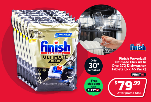 Finish Powerball Ultimate Plus All In One 270 Dishwasher Tablets (6 x 45 Pack)