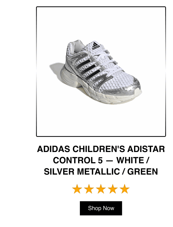Adidas Childrens Adistar Control 5 - White / Silver Metallic / Green