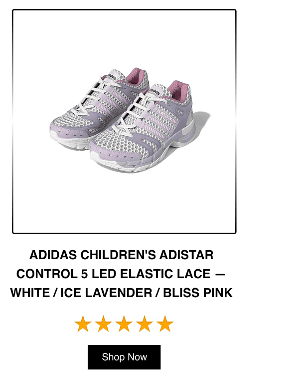 Adidas Childrens Adistar Control 5 LED Elastic Lace - White / Ice Lavender / Bliss Pink