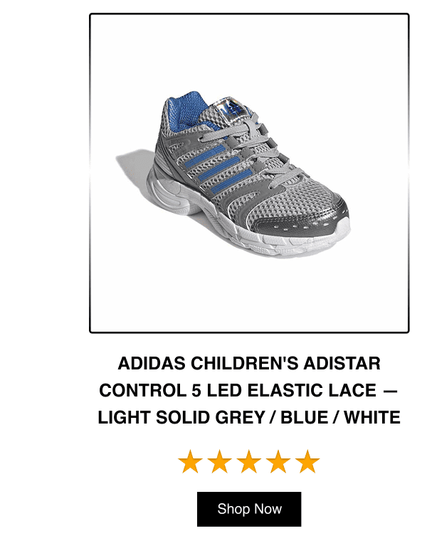 Adidas Childrens Adistar Control 5 LED Elastic Lace - Light Solid Grey / Blue/ White