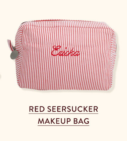 Red Seersucker Makeup Bag 