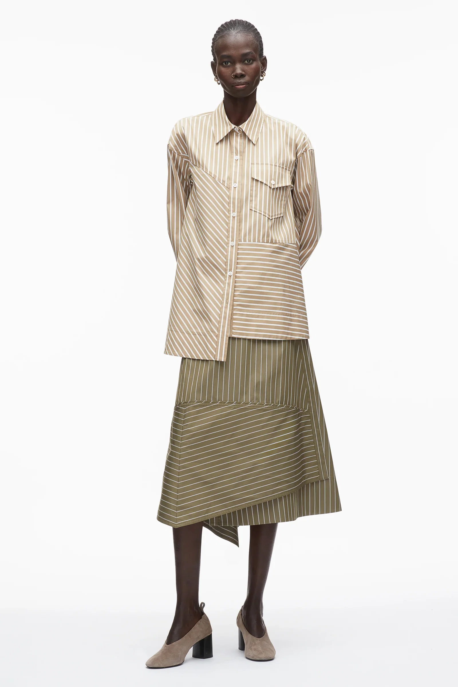 Image of Asymmetrical Stripe Trapeze Shirt