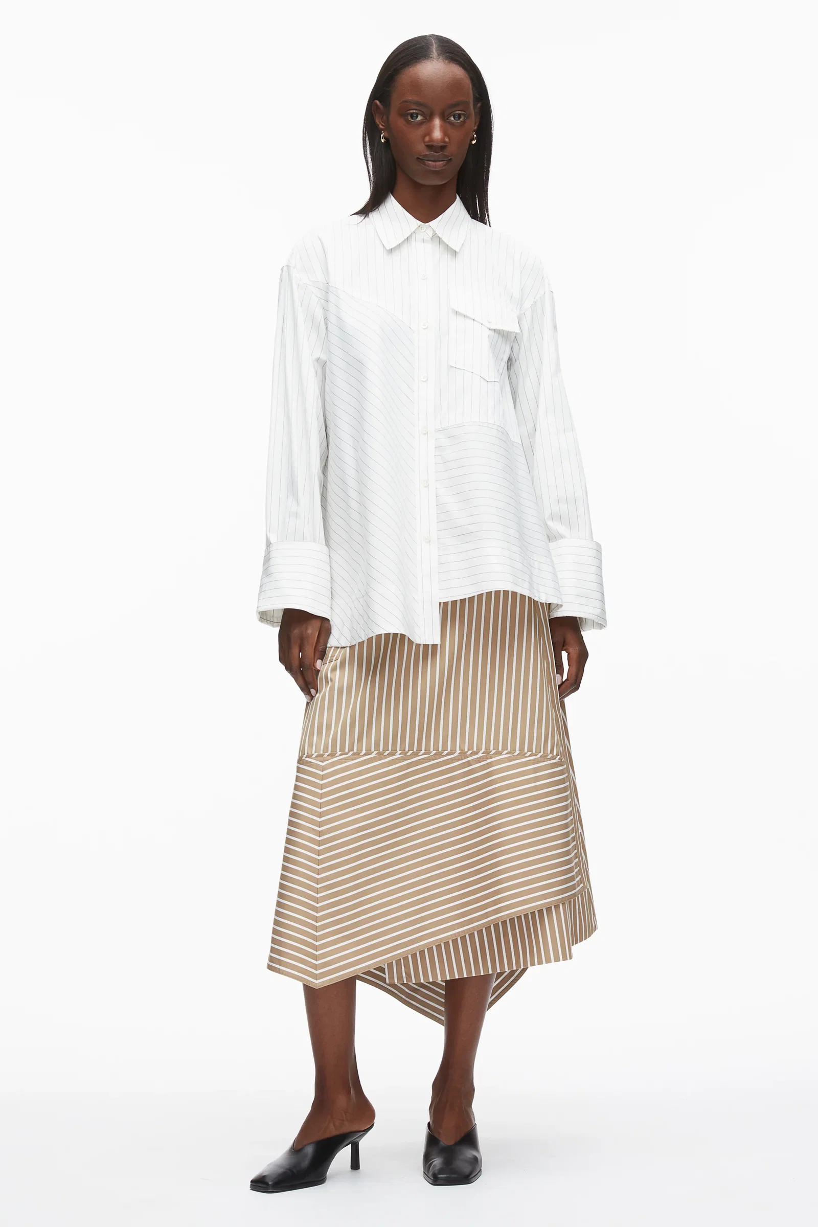 Image of Asymmetrical Stripe Trapeze Shirt