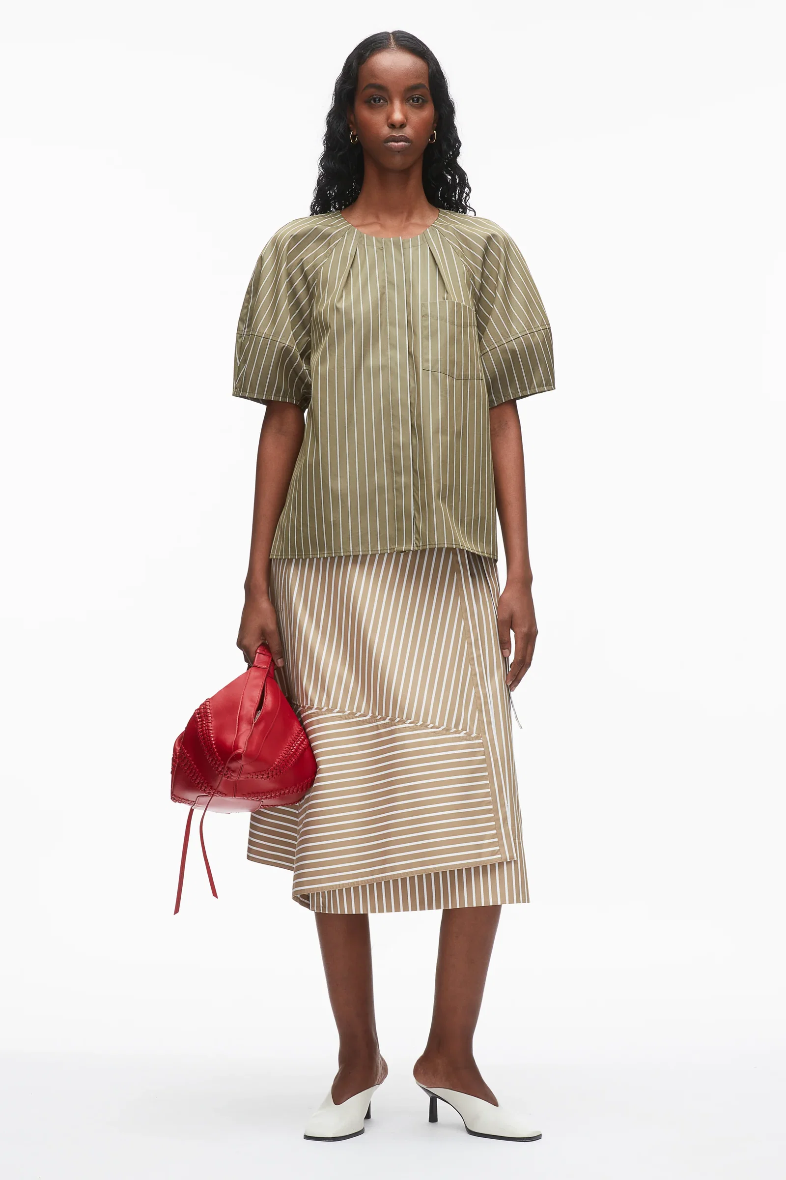 Image of Stripe Lantern Sleeve Shirt