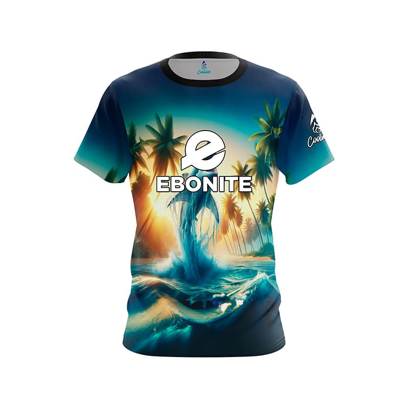Image of Palm Trees and Sharks CoolWick Bowling Jersey - Ebonite