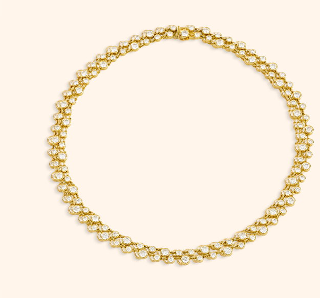 Day Diamonds Yellow Gold Round Brilliant Cut Diamond Necklace