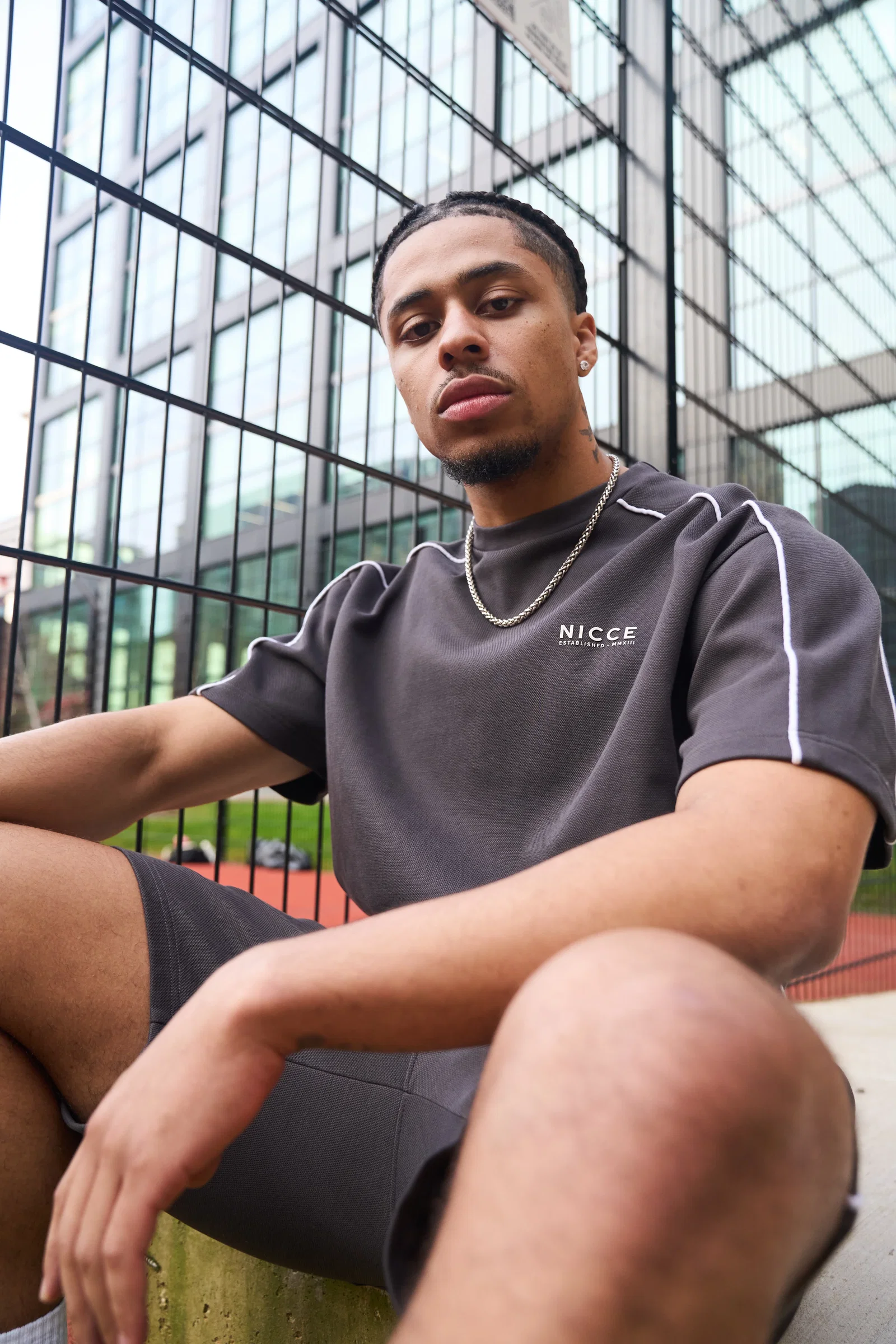 Image of NICCE Mens Piper T-Shirt & Shorts Set | Coal