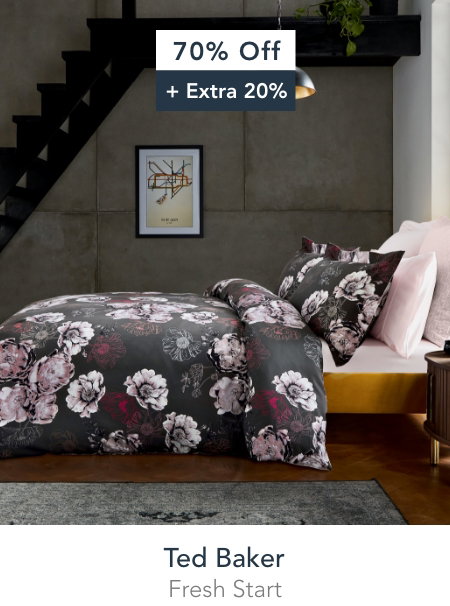 Save 70% + Extra 20% Ted Baker Fresh Start Bedding in Charcoal