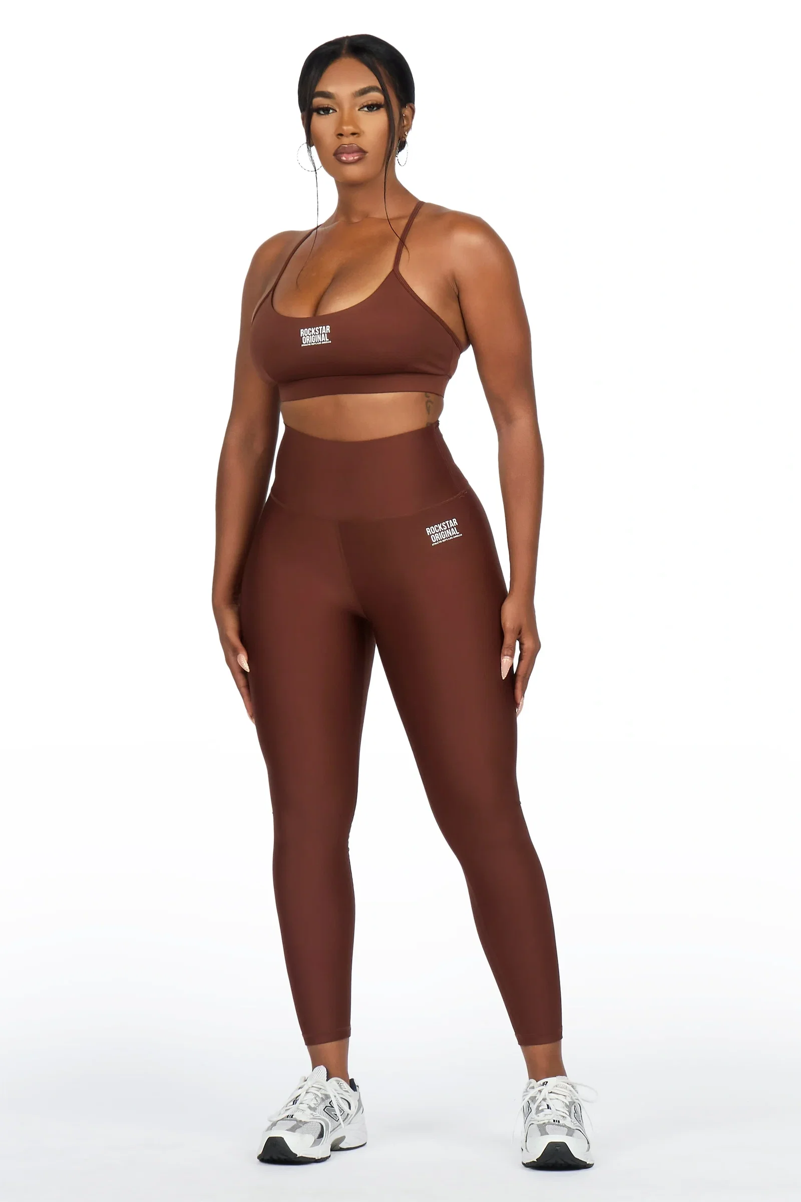 Image of Donika Brown Tank Active Legging Set