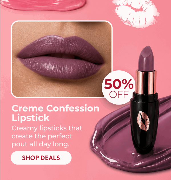 Creme Confession Lipstick: Delivers rich, creamy color with lasting comfort.