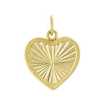 14k Yellow Gold Diamond Cut Heart Pendant