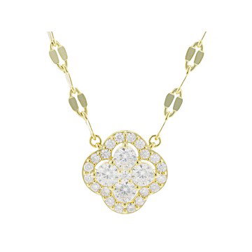 Moissanite 14k yellow Gold Over Silver Clover Necklace 1.06ctw DEW