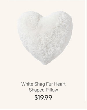 White Shag Fur Heart Shaped Pillow