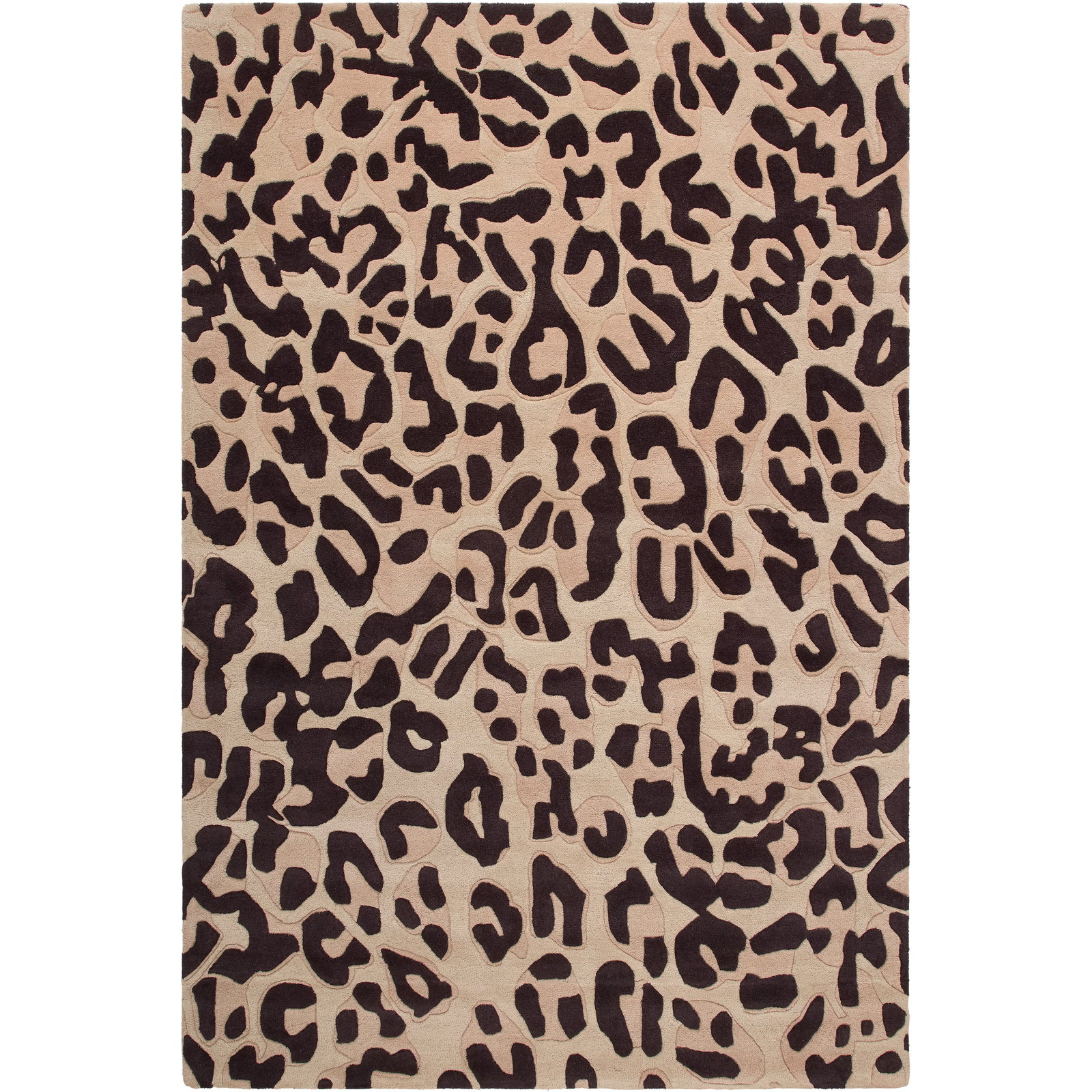 Leopard Wollteppich 250x350 cm, Braun