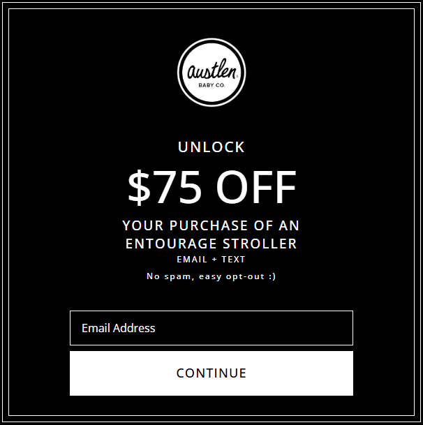 Unlock $75 off an Entourage stroller by opting into emails and texts