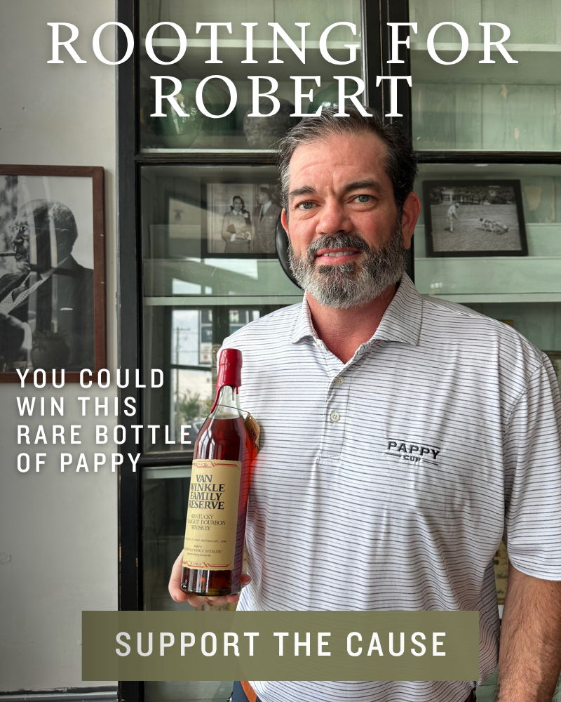 Preston Van Winkle with rare bottle of Van Winkle Family Reserve Bourbon from the 1980s