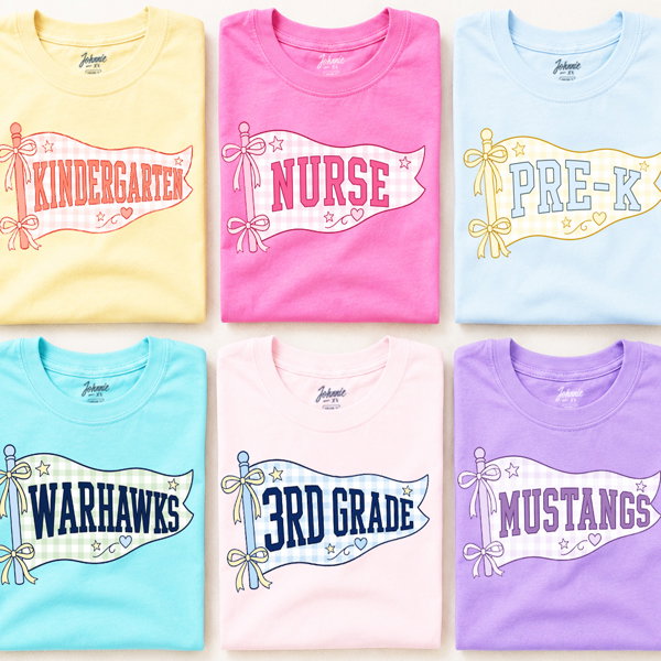 Custom Back To School Teacher & Team Pennant Graphic Tee | Teacher Shirt | Personalized Tee