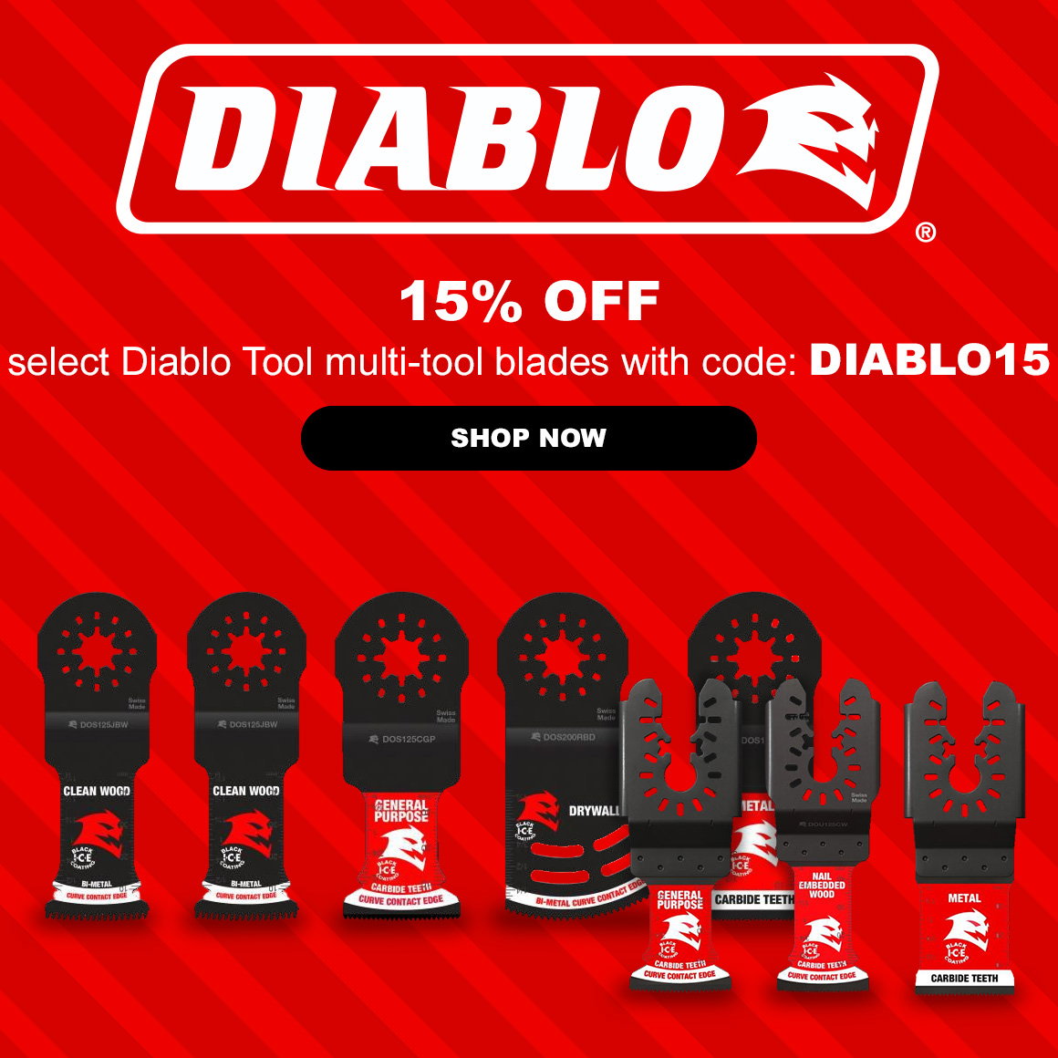 DIABLO | 15% OFF | select Diablo Tool multi-tool blades with code: DIABLO15 | Shop Now