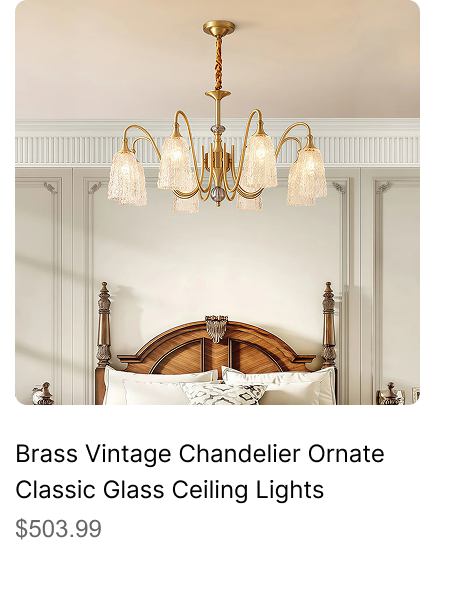 Brass Vintage Chandelier Ornate Classic Glass Ceiling Lights