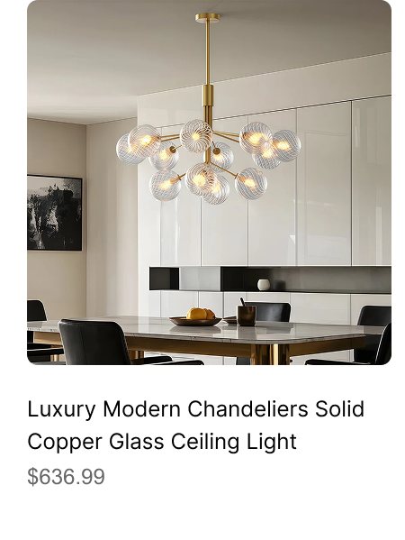 Luxury Modern Chandeliers Solid Copper Glass Ceiling Light