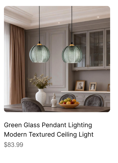 Green Glass Pendant Lighting Modern Textured Ceiling Light