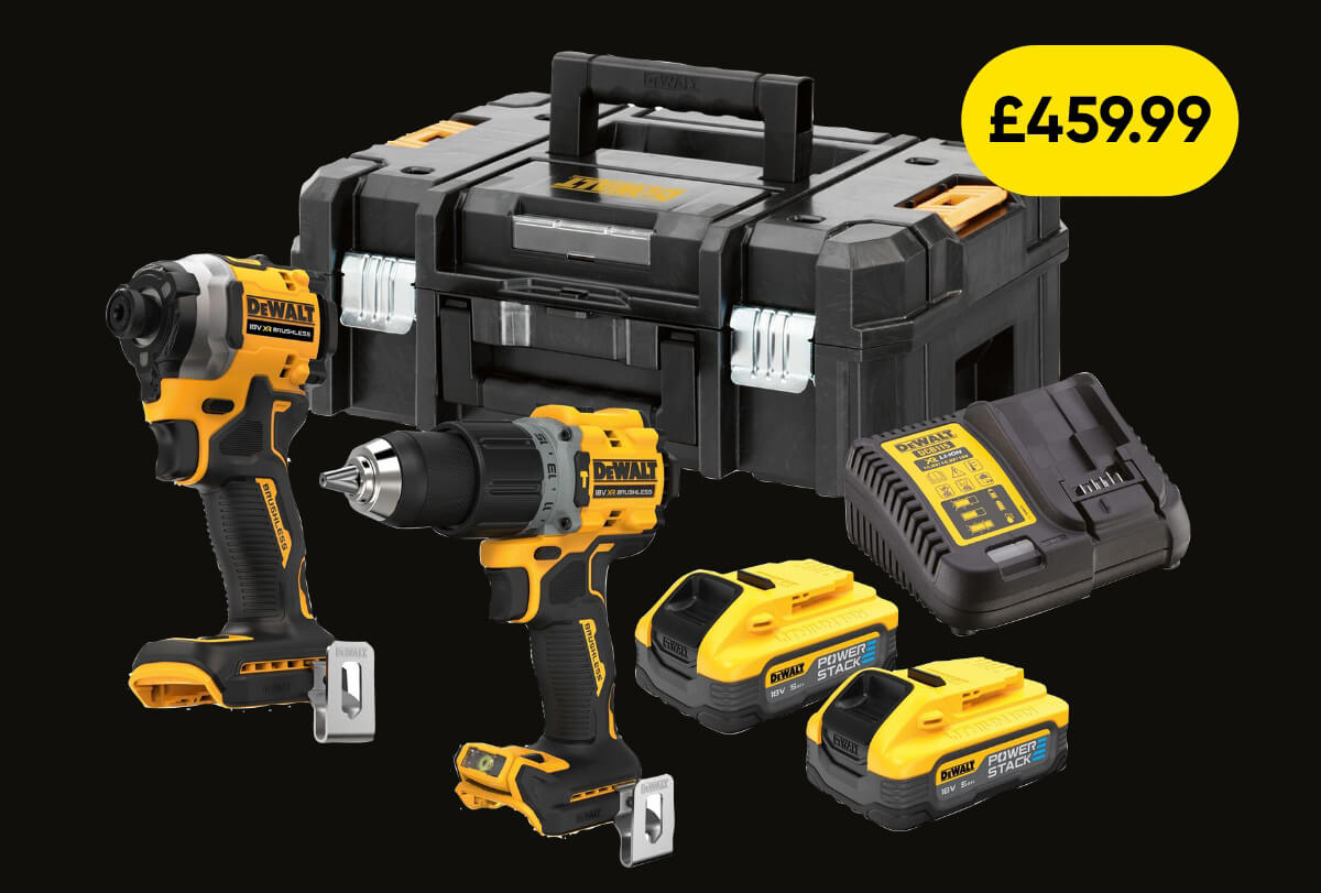 DeWalt DCK2050H2T-GB Powerstack 18V XR Compact Brushless Twin Kit 2 x 5.0Ah