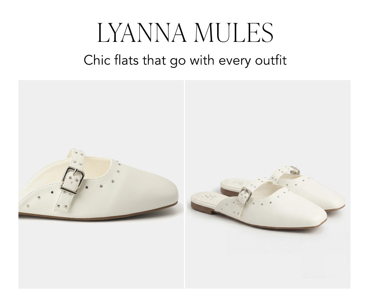Lyanna Mules. Chic flats that go with every outfit.