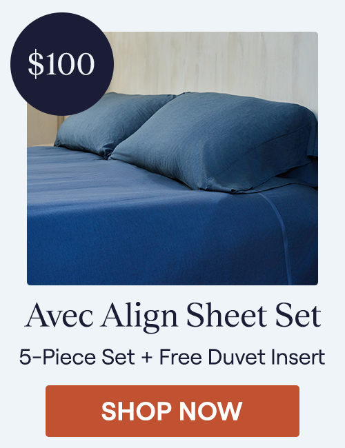 The Harbor Align Sheet Set on a bed
