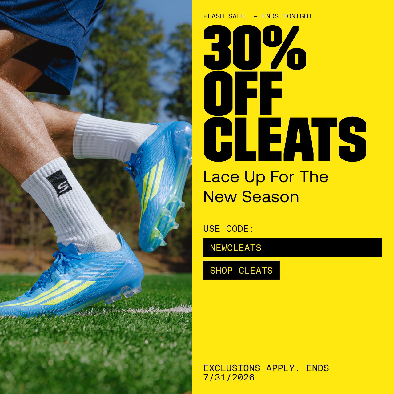 Ends Tonight: 30% OFF cleats