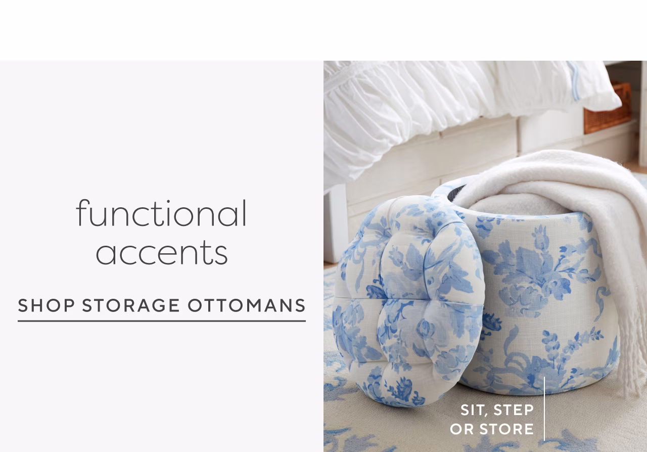 Functional accents. Shop storage ottomans